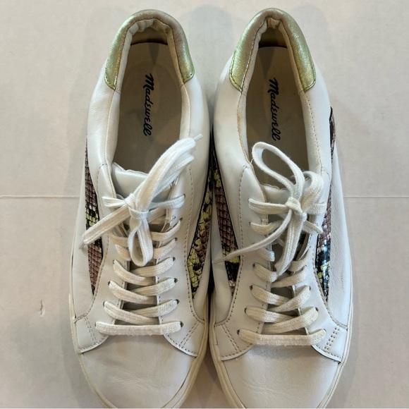 Madewell Women’s Sneakers Size 11 Sidewalk Low Top Snake Print Leather AH767 - Picture 3 of 13